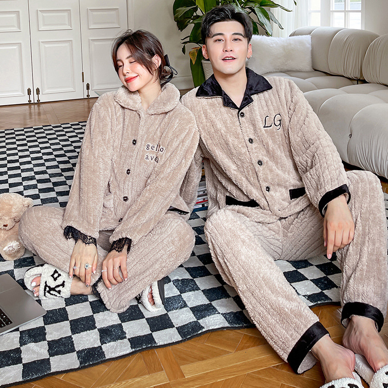 お揃いペアルックパジャマ 高級感のある暖かいカップルルームウェア パジャマ ペアルック専門通販サイト